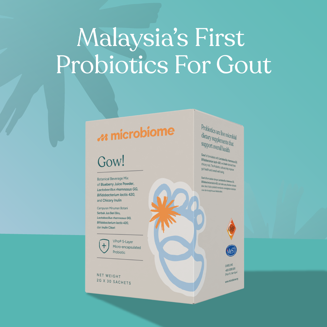 Malaysia's first probiotic for gout: Lactobacillus rhamnosus GG, Bifidobacterium lactis 420.